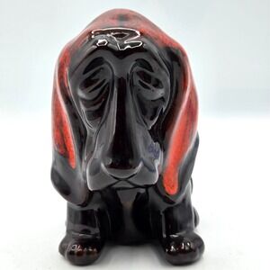 Vintage Drip Glaze Basset Hound Dog Coin Bank Piggy Bank  With Stopper